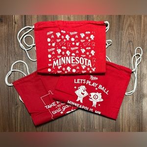 New Collector Minnesota MN Twins x Target 3 Piece Canvas Drawstring Bag Bundle